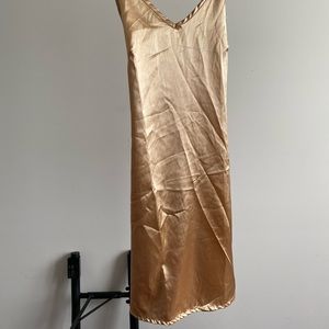 Gold satin slip dress
